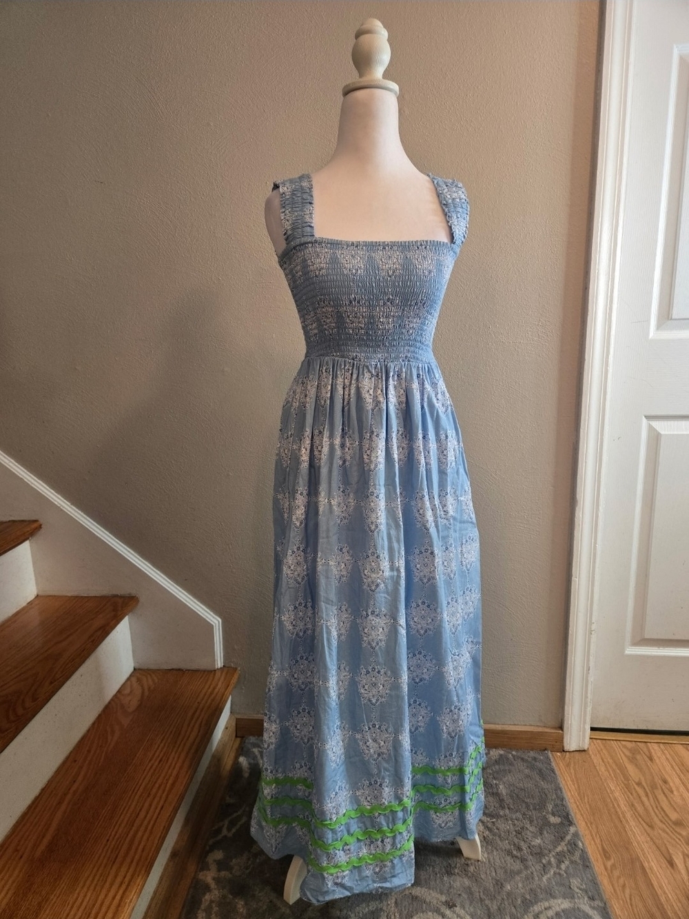 Sail To Sable Light Blue Sleeveless Cotton Maxi Dress Size Womens XXS